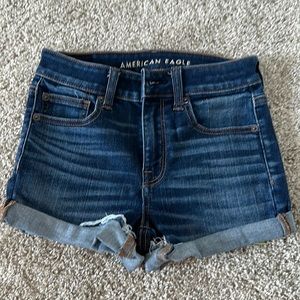 American eagle hi rise shortie jean shorts